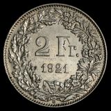 2 francs/1921 B - Švajčiarsko