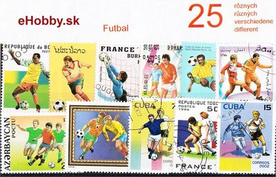 Balíček poštových známok 25ks - FUTBAL