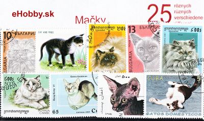 Balíček poštových známok 25ks - MAČKY