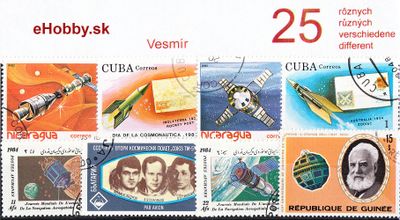 Balíček poštových známok 25ks - VESMÍR