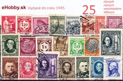 Balíček poštových známok 25ks - VYDANÉ DO ROKU 1945