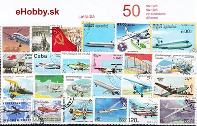 Balíček poštových známok 50ks - LIETADLÁ