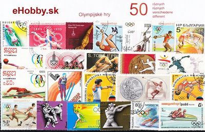 Balíček poštových známok 50ks - OLYMPIJSKÉ HRY