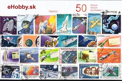 Balíček poštových známok 50ks - VESMÍR