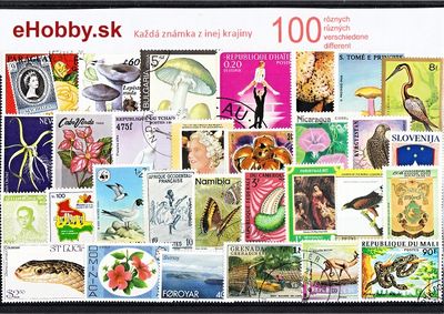 Balíček poštových známok 100ks - KAŽDÁ ZNÁMKA Z INEJ KRAJINY