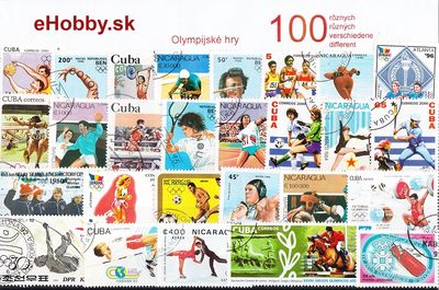 Balíček poštových známok 100ks - OLYMPIJSKÉ HRY