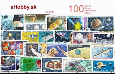 Balíček poštových známok 100ks - VESMÍR
