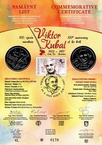 Pamätný list 10€/2023 Viktor Kubal - 100. výročie narodenia